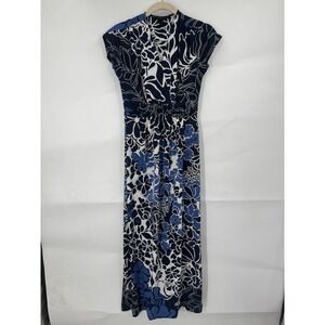 Soma Intimates Floral Midi Dress Women XS Blue Beach Artsy Feminine Coastal